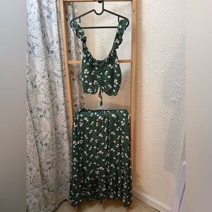 Funky Soul 2 piece skirt and crop top xl floral and animal print